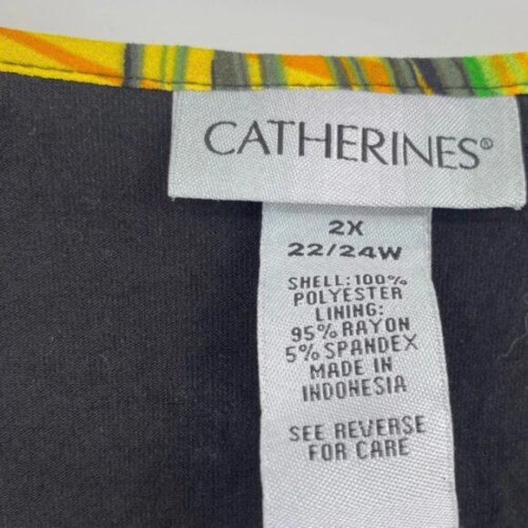 3 for $15 Catherines 22/24W Palm Leaf Tie Waist Maxi Dress Sleeveless V Neckline - Picture 3 of 4